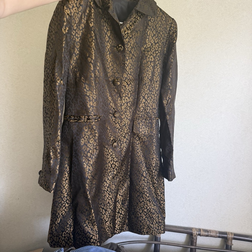 VTG Georgiou Studio Women's Size 4 Duster Blazer Jacket Cheetah Leopard Print